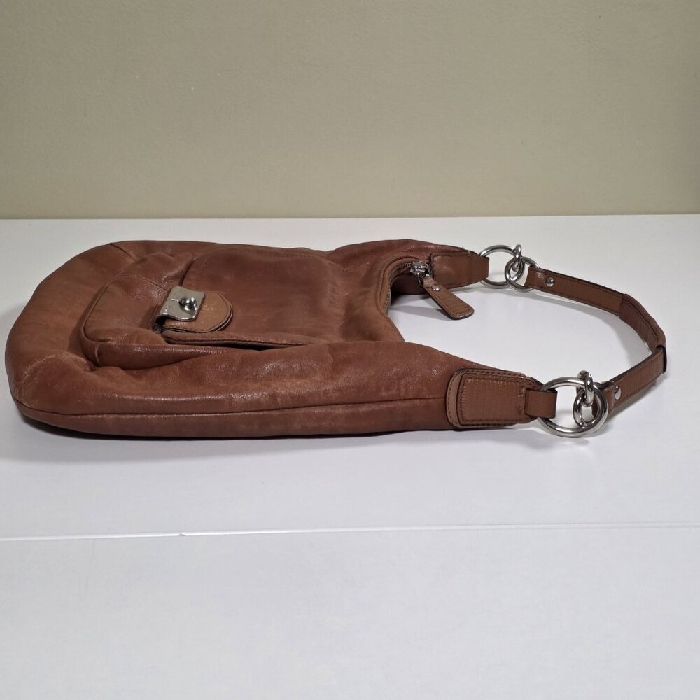 Coach Kristin Leather Hobo Shoulder Bag Brown 19293 Zip Lined Pockets FLAWS Boho - Picture 12 of 16